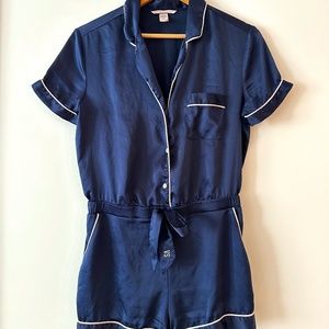 Navy blue satin romper